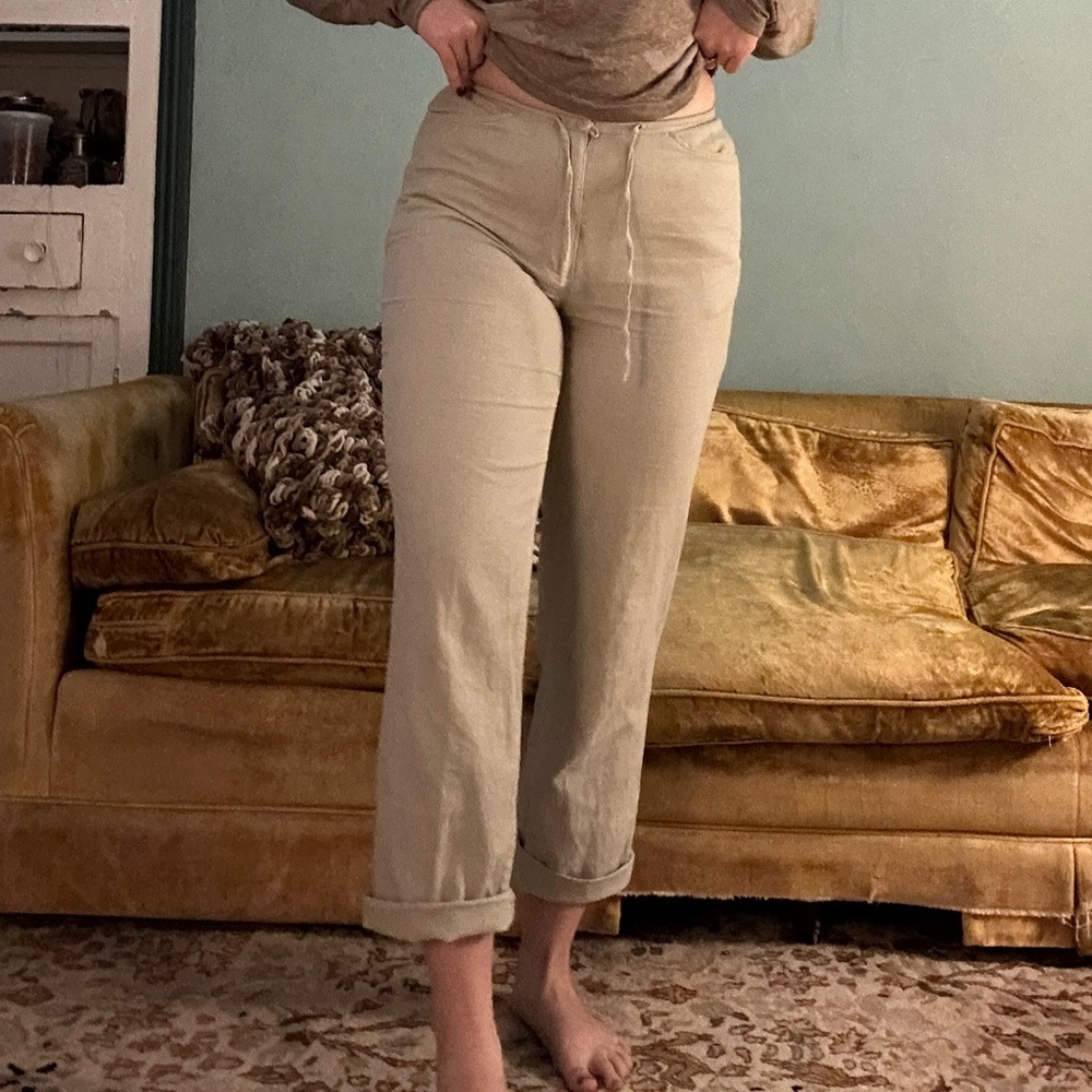 Vintage Cherokee Light Tan Linen-Cotton Pants
